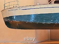 Antique Marlow Cabin Cruiser Steam Engine Boat Yacht Wooden Scale Model