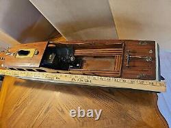 Antique Marlow Cabin Cruiser Steam Engine Boat Yacht Wooden Scale Model