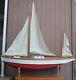 Antique Model Hollow Wood Yacht Sailboat Yawl Ship Pond Boat 48 Long 4' Tall