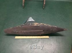 Antique Primitive Wooden Pond Yacht Toy Model Sail Boat