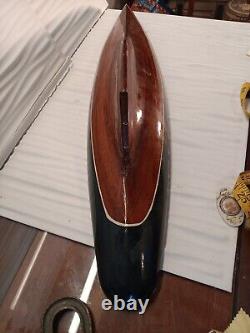 Antique Vintage Pond Yacht Sail Boat Wood For Restoration Black 2ft+