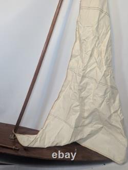 Antique Vintage Pond Yacht Sail Boat Wood For Restoration Black 3ft