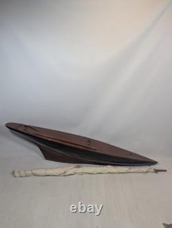 Antique Vintage Pond Yacht Sail Boat Wood For Restoration Black 3ft
