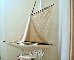 Antique Vintage Toy Model Wooden Pond Yacht Sail Boat Sailboat Ship 29 BY 33