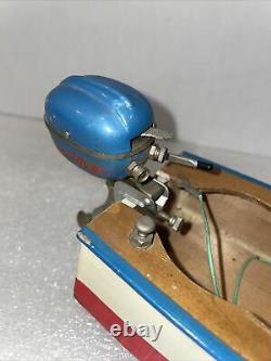 Antique Vtg NBK Japan Wooden Wood Toy Model Boat Outboard Motor