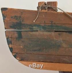 Antique Wood Half Hull Boat Maine Estate 38.5 X 6 X 5.5 Inches Huge Heavy Model