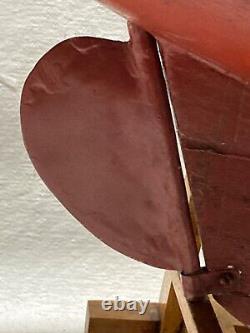 Antique Wood Pond Yacht Model Boat Hull with Mast and Stand