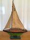 Antique Wooden Pond Yacht Toy Model Sail Boat 19 2 Sails Sailboat