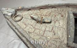 Antique early 19th century handmade carved polychrome wooden Folk Art model boat