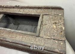 Antique early 19th century handmade carved polychrome wooden Folk Art model boat