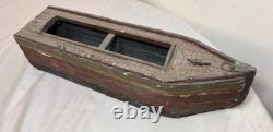 Antique early 19th century handmade carved polychrome wooden Folk Art model boat