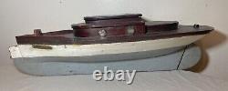 Antique handmade wooden FolkArt Mary Jane pond yacht boat model ship sculpture