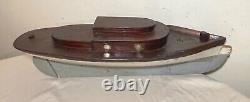 Antique handmade wooden FolkArt Mary Jane pond yacht boat model ship sculpture