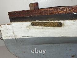 Antique handmade wooden FolkArt Mary Jane pond yacht boat model ship sculpture