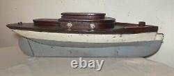 Antique handmade wooden FolkArt Mary Jane pond yacht boat model ship sculpture