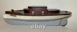 Antique handmade wooden FolkArt Mary Jane pond yacht boat model ship sculpture