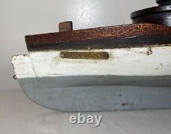 Antique handmade wooden FolkArt Mary Jane pond yacht boat model ship sculpture
