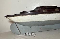 Antique handmade wooden FolkArt Mary Jane pond yacht boat model ship sculpture
