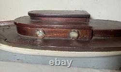 Antique handmade wooden FolkArt Mary Jane pond yacht boat model ship sculpture