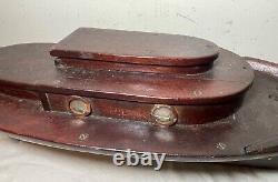 Antique handmade wooden FolkArt Mary Jane pond yacht boat model ship sculpture