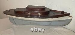 Antique handmade wooden FolkArt Mary Jane pond yacht boat model ship sculpture