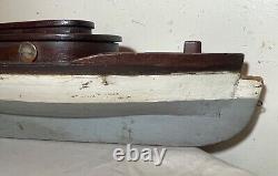 Antique handmade wooden FolkArt Mary Jane pond yacht boat model ship sculpture