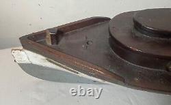 Antique handmade wooden FolkArt Mary Jane pond yacht boat model ship sculpture