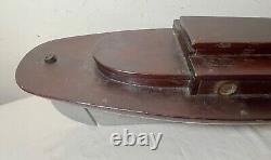 Antique handmade wooden FolkArt Mary Jane pond yacht boat model ship sculpture