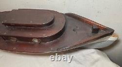 Antique handmade wooden FolkArt Mary Jane pond yacht boat model ship sculpture