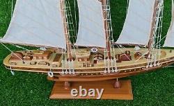 Atlantic Wooden Ship Boat Model 28 Handmade Wood Sailing Yacht Nautical Decor