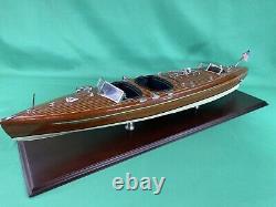 Authentic Models Chris Craft Triple Cockpit Speedboat Mahogany Model NICE