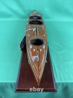 Authentic Models Chris Craft Triple Cockpit Speedboat Mahogany Model NICE