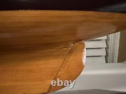 Awesome Detailed Display Hand Crafted Wood Model Large Yacht Boat On Base