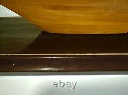 Awesome Detailed Display Hand Crafted Wood Model Large Yacht Boat On Base