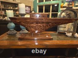 Beautiful Hand Carved One Of A Kind Art Ship Boat Model Decor 37LX 14H X 6.5W
