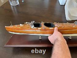 Beautiful TYPHOON 1929 Large Wood Boat Model with Base ASA029