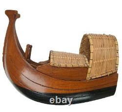 Beautiful Vintage Gondola Model Boat Wood Oars Wicker