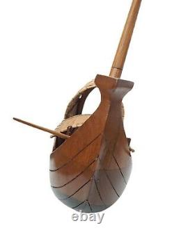 Beautiful Vintage Gondola Model Boat Wood Oars Wicker