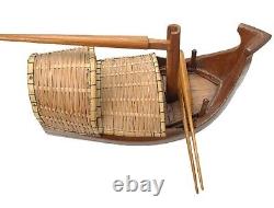 Beautiful Vintage Gondola Model Boat Wood Oars Wicker