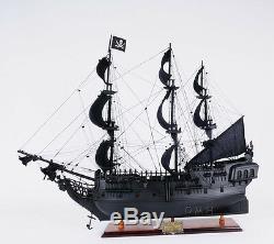 Black Pearl Caribbean Pirate Tall Ship 35 Wood Model Sail Boat With Display