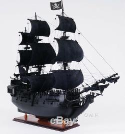 Black Pearl Caribbean Pirate Tall Ship 35 Wood Model Sail Boat With Display