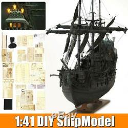 Black Pearl Pirate Ship Wooden Sailing Boat Model Kit Ships wood with led gift