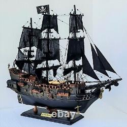 Black Pearl Wooden Model Ship Pirate Caribbean Nautical Décor GET 1 SHIP FREE
