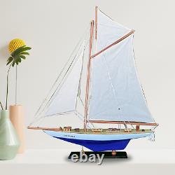 Blue Columbia Sailing Yatch Boat Wooden Model 27 Model Ship Handmade Decor Gift