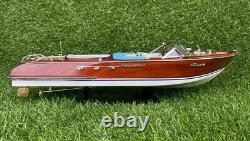 Blue Riva Aquarama Speed Boat Model Wooden Top Shelf Decoration Handmade Gift