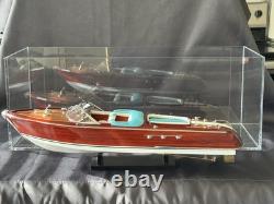 Blue Riva Aquarama Wooden Model Ship Scale 116, Riva Speed Boat Handmade Luxury