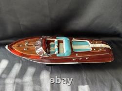 Blue Riva Aquarama Wooden Model Ship Scale 116, Riva Speed Boat Handmade Luxury