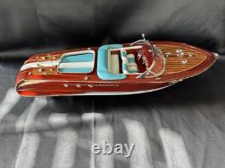 Blue Riva Aquarama Wooden Model Ship Scale 116, Riva Speed Boat Handmade Luxury