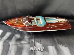 Blue Riva Aquarama Wooden Model Ship Scale 116, Riva Speed Boat Handmade Luxury