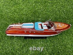 Blue Riva Boat Model 116 Riva Aquarama Wooden 21'' Handmade Ship Model